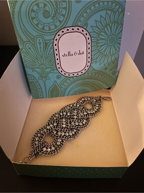 Stella & Dot Braided Silver-Tone Statement Bracelet